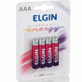 Pilha Recarregável AAA (palito) Energy 900mAh 4 unid Elgin
