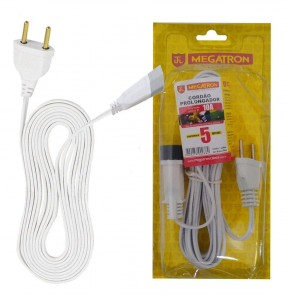 Cordão Prolongador 2P 10A 2x075mm² - 5 Metros - Megatron