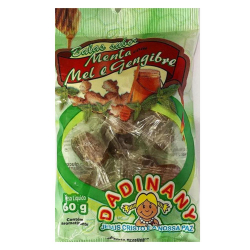 Bala de Gengibre e Mel - Sabor Menta - Pacote 60g - Dadinany