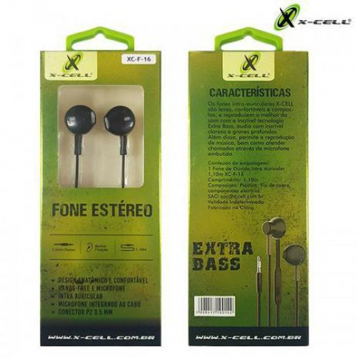Fone X-Cell P/Celular XC-FC-16 Preto